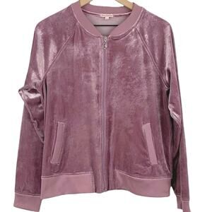 Juicy Couture Bomber Jacket Velour Y2k Full Zip Lavender Purple